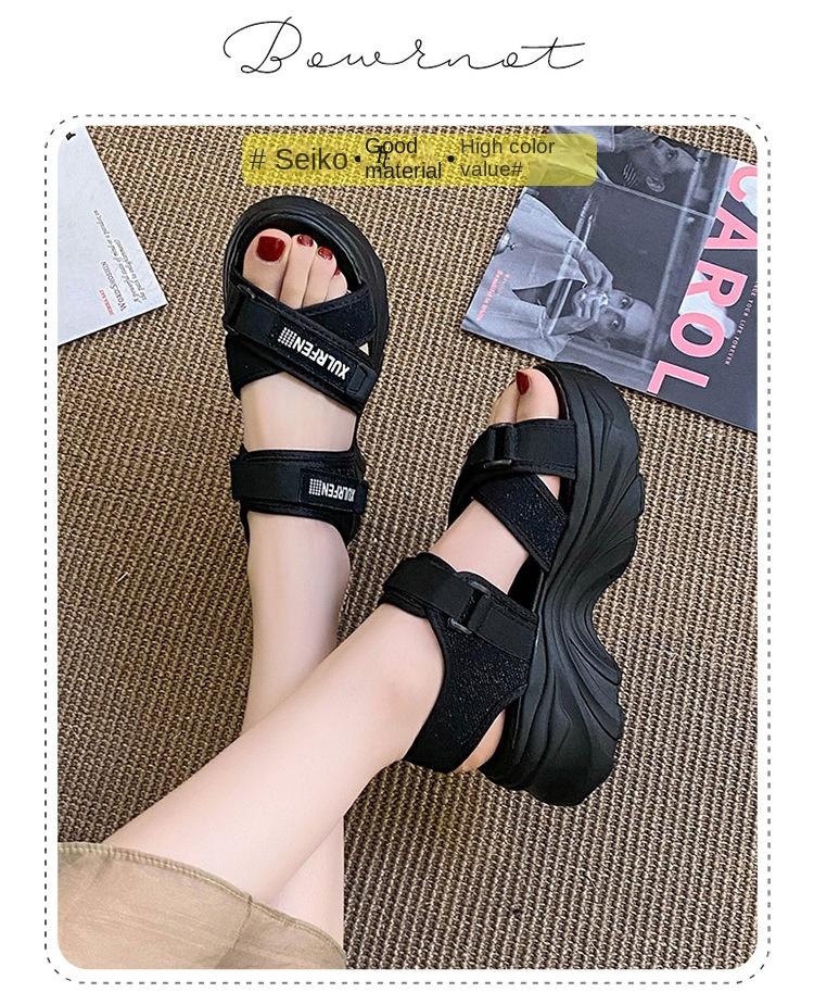 (Any two pieces 30% off) 2024 summer new thick bottom women's shoes fashion solid color velcro beach casual women's sandals