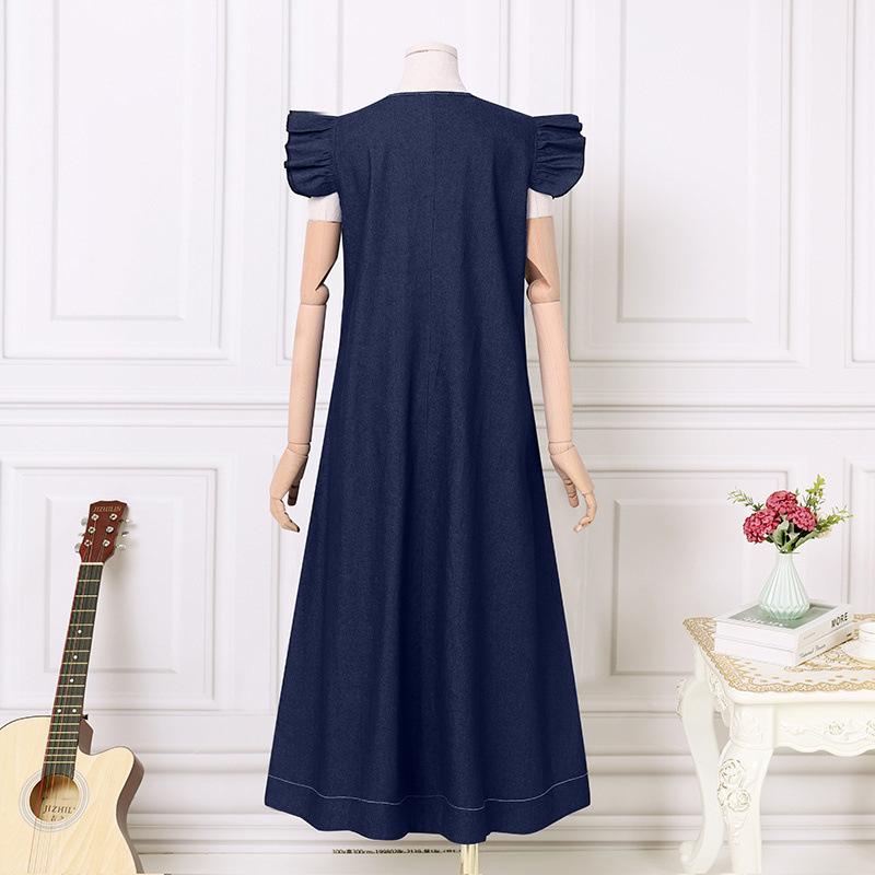 (30% Off Any Two Items) Cowboy net color temperament V-neck bohemian loose plus size long dresses