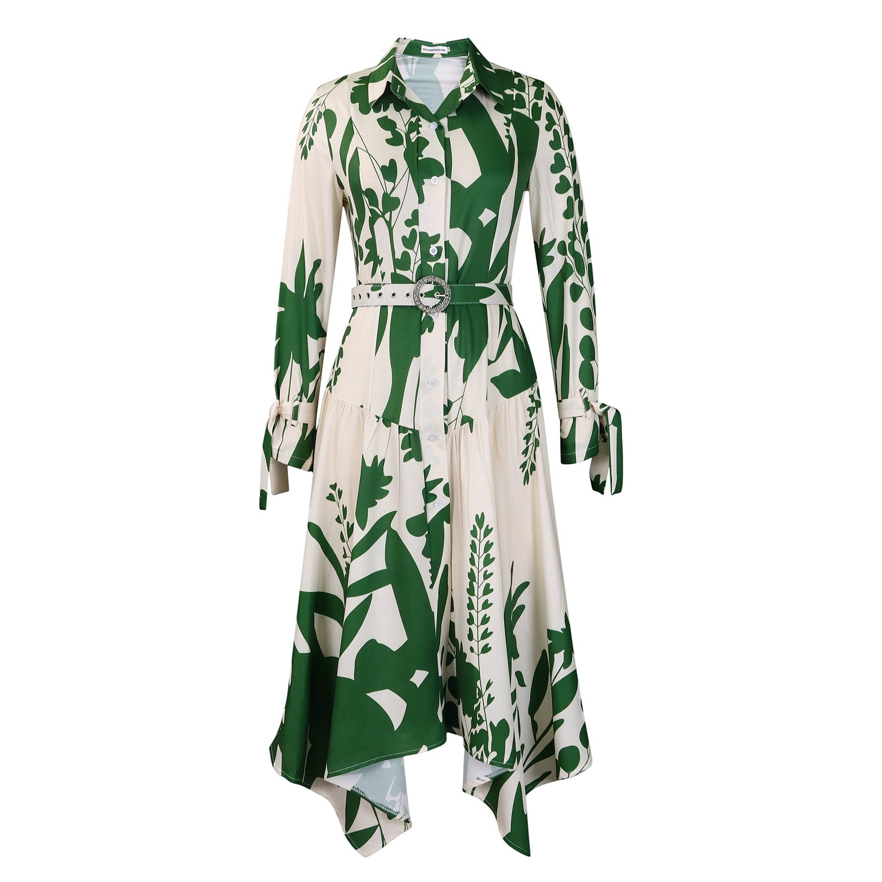 （ 30% off any two items ）New fashionable lapel long sleeve loose printed shirt dress plus size dress