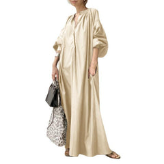 Cotton And Linen Dress Japanese Simple Loose Casual Long Dress Plus Size Women's Dress