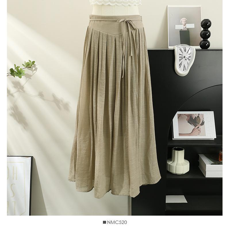 (30% off any two items)2024 summer new high-waisted loose casual pants skirt thin section draped linen culottes long pants