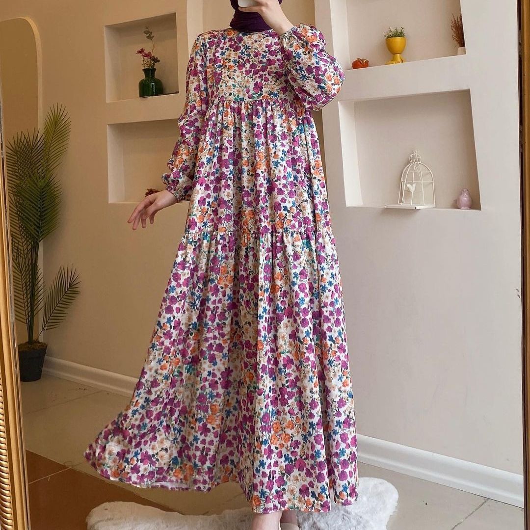 （30% off any two items）Women's 2024 New Printed Muslim Dubai Robe Dress