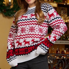 Small snowflake sweater fall and winter casual couple dress Christmas round neck knitwear