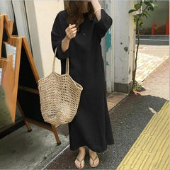 （30% Off Any Two Items）Literary Casual Vintage Long Sleeve Round Neck Loose Large Size Long Dresses