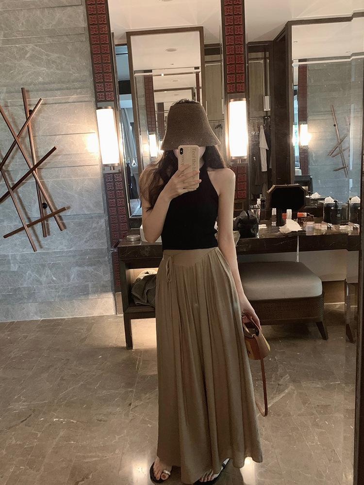 (30% off any two items)2024 summer new high-waisted loose casual pants skirt thin section draped linen culottes long pants