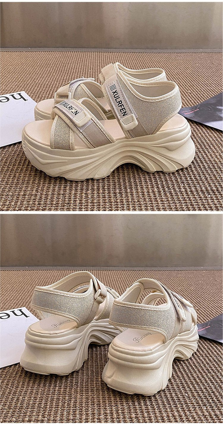 (Any two pieces 30% off) 2024 summer new thick bottom women's shoes fashion solid color velcro beach casual women's sandals