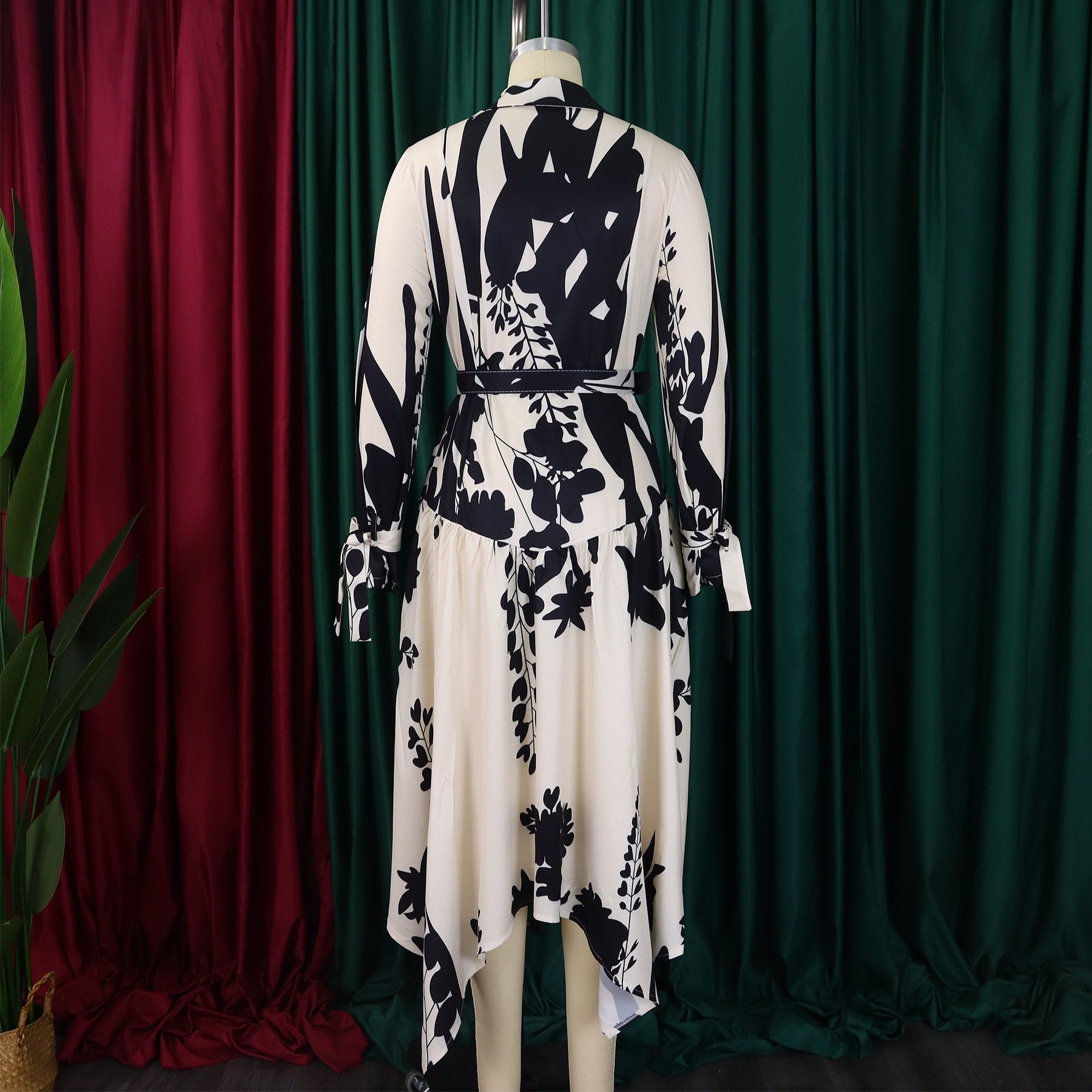 （ 30% off any two items ）New fashionable lapel long sleeve loose printed shirt dress plus size dress