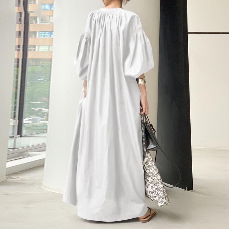 Cotton And Linen Dress Japanese Simple Loose Casual Long Dress Plus Size Women's Dress