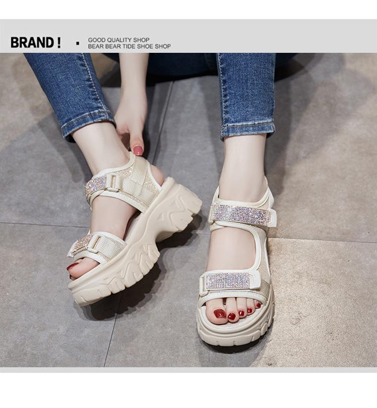 2024 Rhinestone Studded High Top Soft Sole Women's Sandals