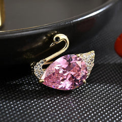 New fashionable and versatile pink swan brooch, high-end anti-exposure pin, lapel pin, high-end corsage clothing accessories