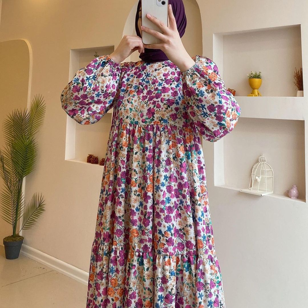 （30% off any two items）Women's 2024 New Printed Muslim Dubai Robe Dress