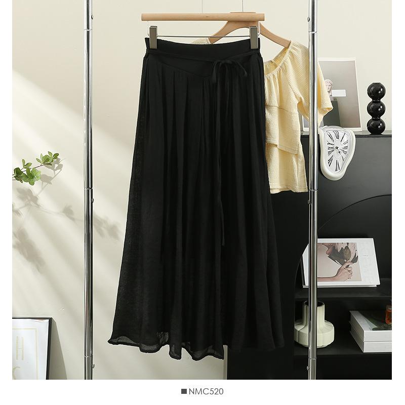 (30% off any two items)2024 summer new high-waisted loose casual pants skirt thin section draped linen culottes long pants