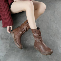 （25% off any two items）Autumn and winter large size round toe flat heel women's Martin boots wholesale