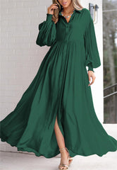 (30% Off Any Two Items) New Long Solid Color Button Down Dresses