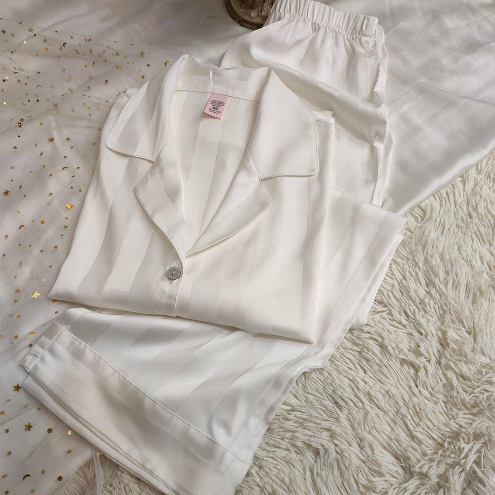 （30% Off Any Two Items）Ice silk pajamas ladies summer long-sleeved new summer air-conditioned room cool feeling spring and autumn home wear suit