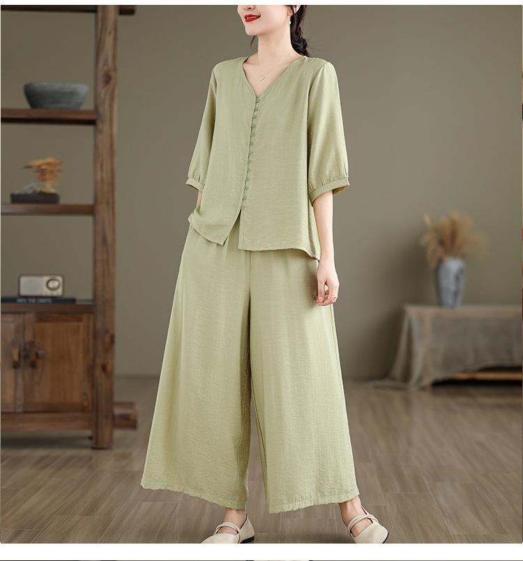 （ 30% off any two items ）New loose top + wide leg pants suit