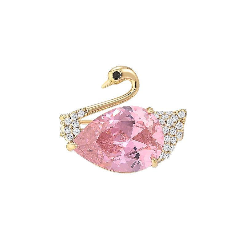 New fashionable and versatile pink swan brooch, high-end anti-exposure pin, lapel pin, high-end corsage clothing accessories