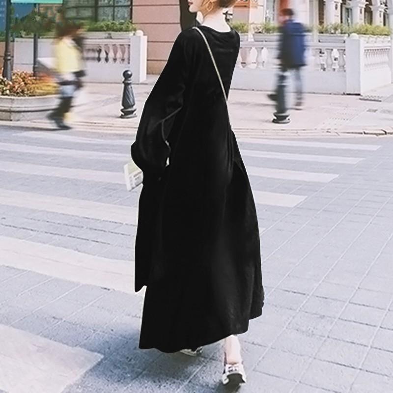 (30% Off Any Two Items) Swing Sleeve V-Neck Ruffle Loose Long Dresses