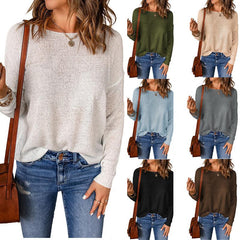 Autumn and winter new white long-sleeved sweater women casual versatile sweater tops