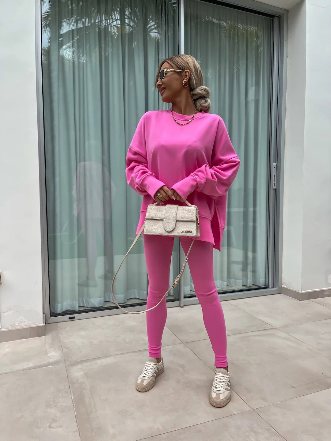 （25% off any two items）New sweatshirt suit casual loose long sleeve round neck slit top tight trousers