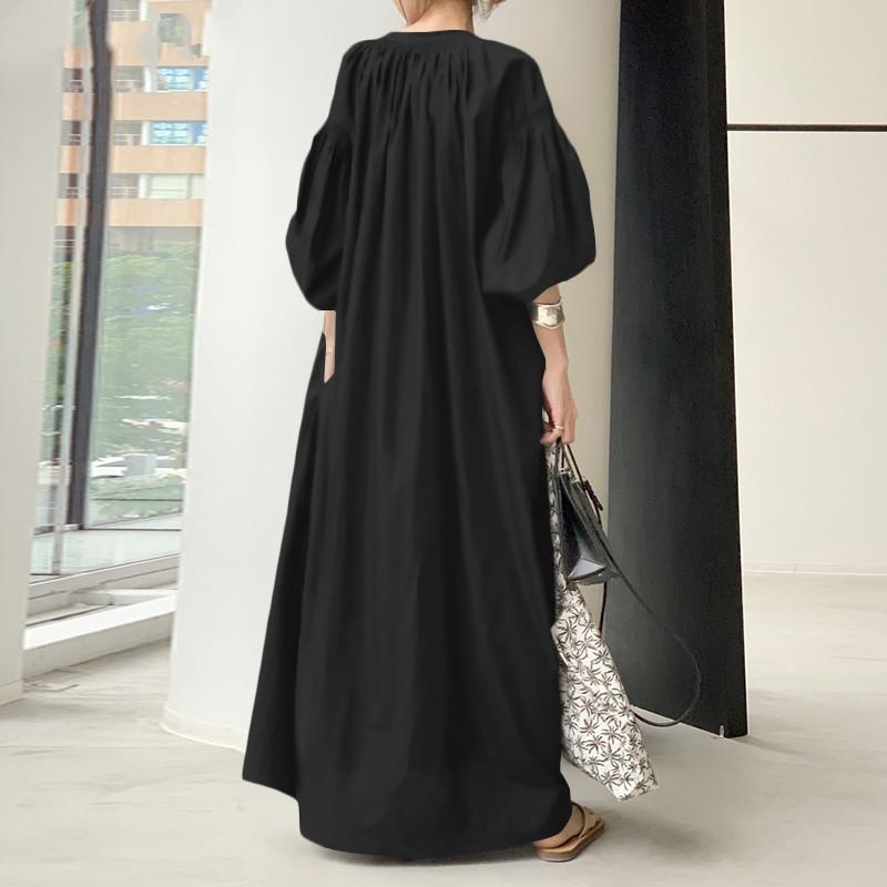 Cotton And Linen Dress Japanese Simple Loose Casual Long Dress Plus Size Women's Dress