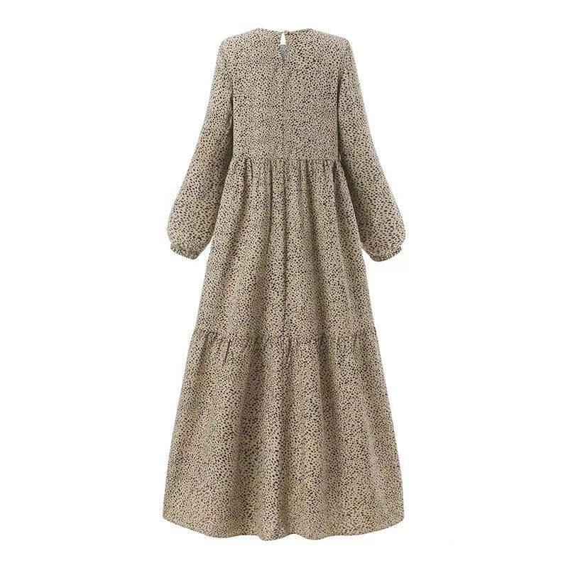 （30% off any two items）New style comfortable casual long sleeve pullover loose waist long dress