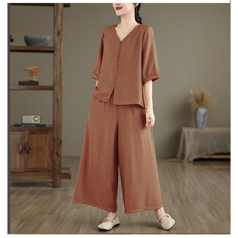 （ 30% off any two items ）New loose top + wide leg pants suit