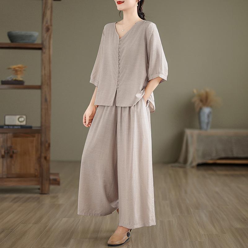 （ 30% off any two items ）New loose top + wide leg pants suit