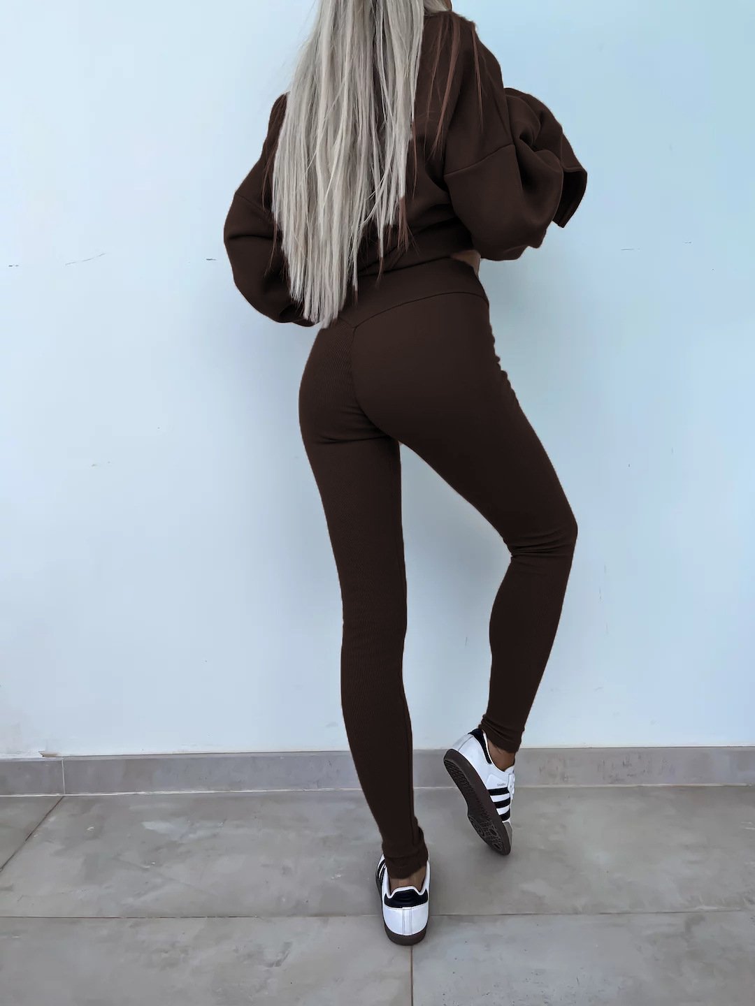 （25% off any two items）New sweatshirt suit casual loose long sleeve round neck slit top tight trousers