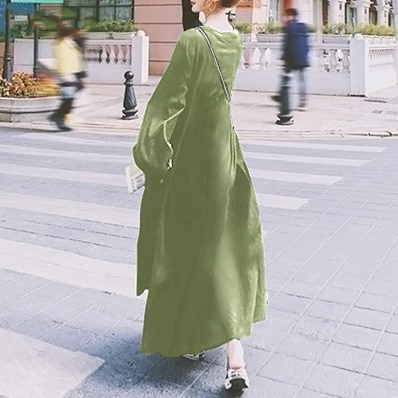 (30% Off Any Two Items) Swing Sleeve V-Neck Ruffle Loose Long Dresses