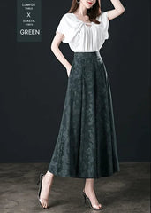 Ice silk jacquard culottes nine-point wide-leg pants